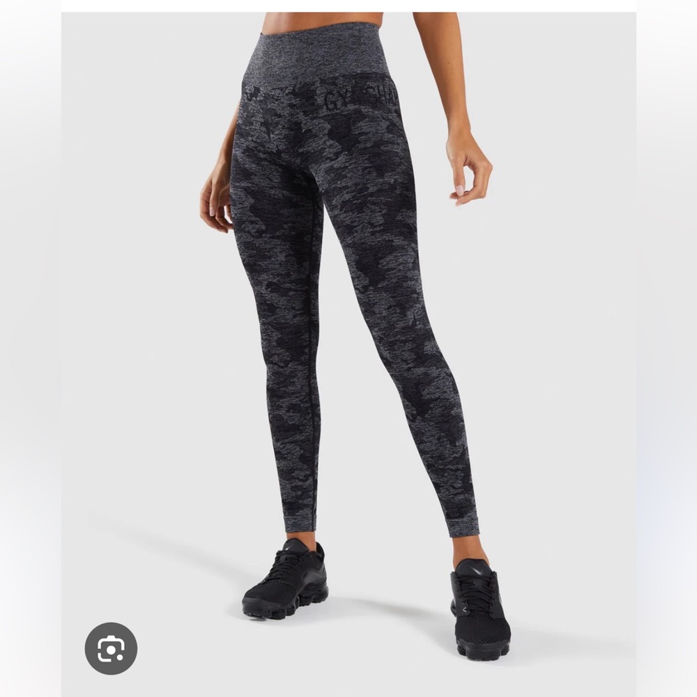 Gymshark Black and Gray Camo Kids Leggings
